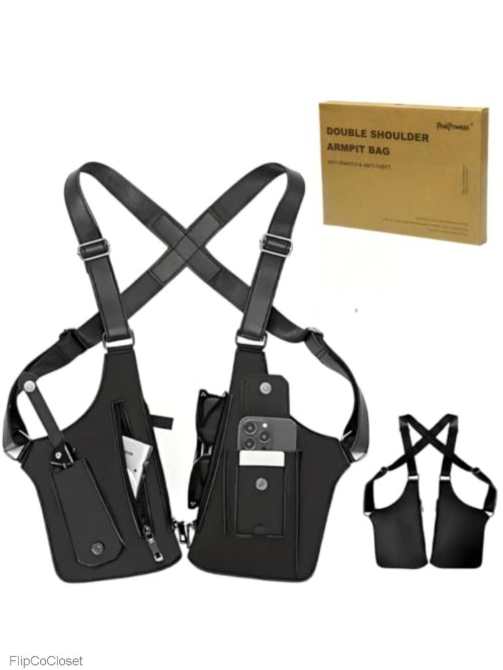 Water-Resistant PU Leather Concealed Anti-Theft Double Shoulder Bag Adjustable